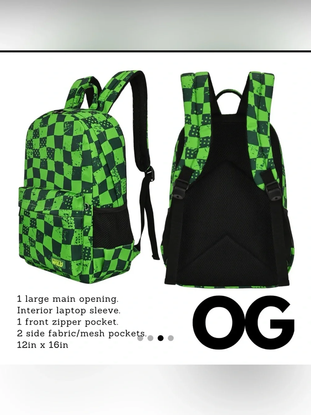 Highlighter Green Checkered - Wild Checkered Green Backpack for Men